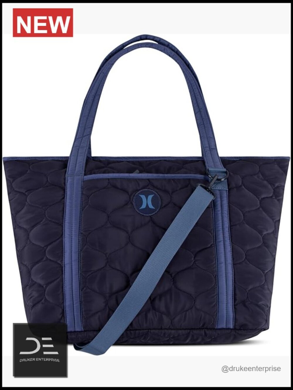 Polyester Tote Bag with Zipper Closure and Crossbody Strap
